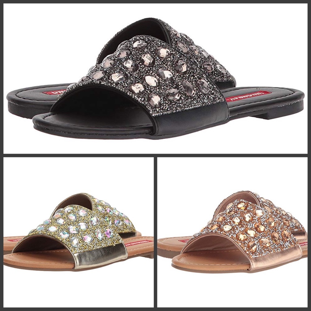 NEW 3 SPARKLING AFFORDABLE SLIP-ON SANDALS CHOOSE